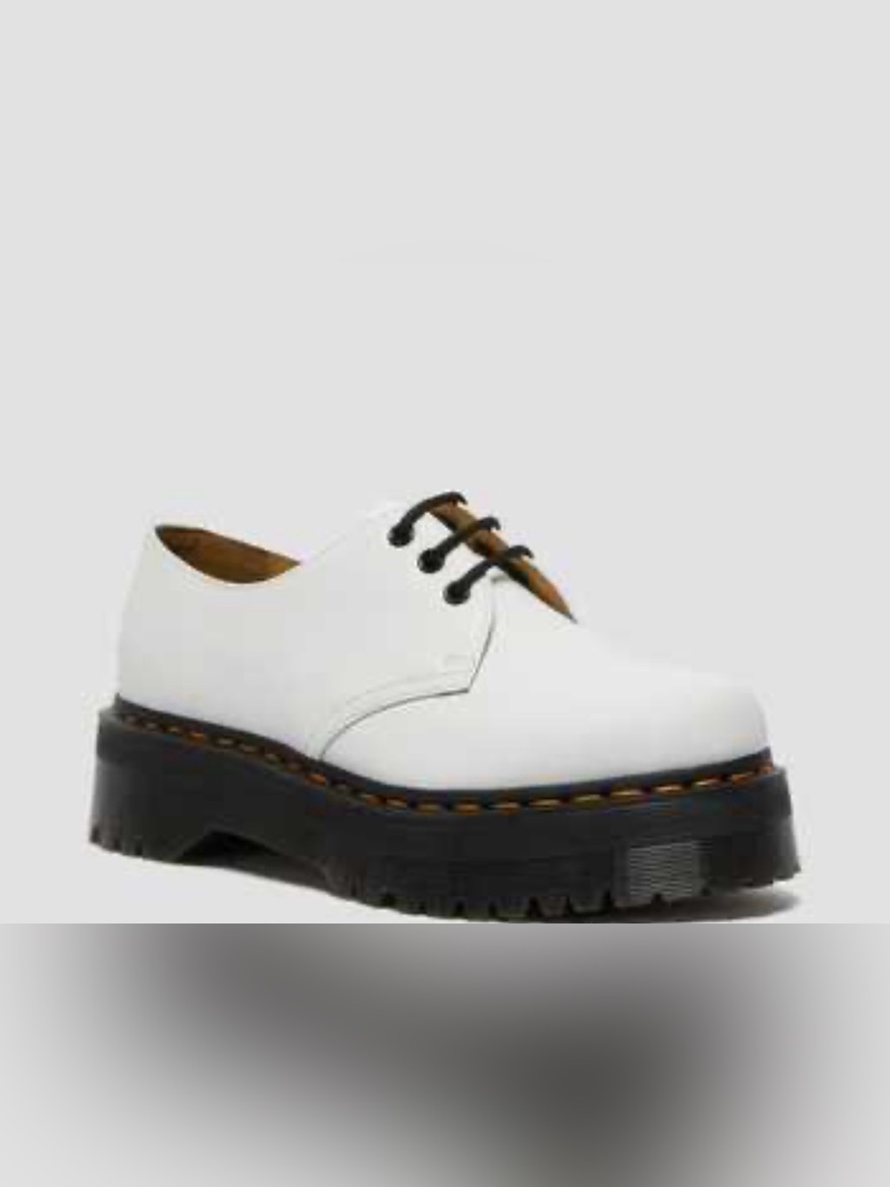 Dr. Martens- Women’s size 7 White Leather Platform Derby with Black Lug Sole